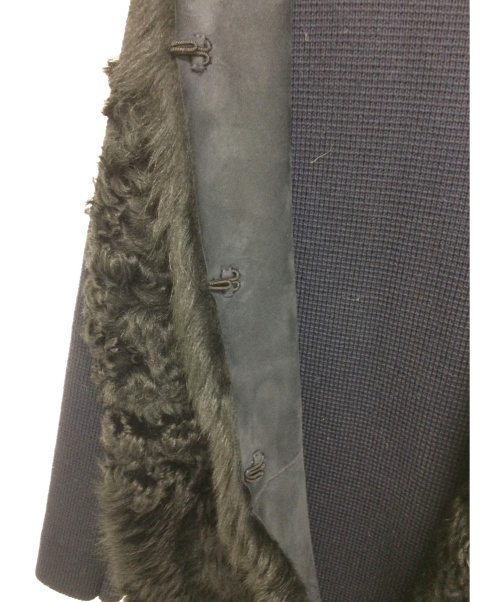 MARNI（マルニ）MARNI (マルニ) ムートン切り替えニットコート ネイビー サイズ:40の古着・服飾アイテム