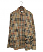 BURBERRYバーバリー）の古着「ロゴチェックオーバーサイズシャツ」｜ベージュ