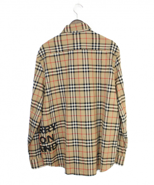 BURBERRY（バーバリー）BURBERRY (バーバリー) ロゴチェックオーバーサイズシャツ ベージュ サイズ:Lの古着・服飾アイテム