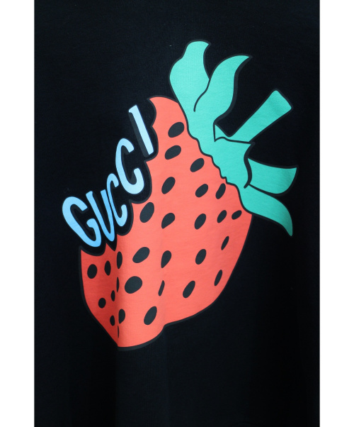 GUCCI（グッチ）GUCCI (グッチ) 19SS ストロベリープリントパーカー ブラック サイズ:Mの古着・服飾アイテム