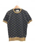 GUCCIグッチ）の古着「GGパターンウール半袖ニット」｜ブラック