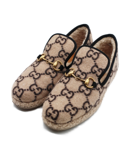GUCCI（グッチ）GUCCI (グッチ) 19AW GGウールローファー ベージュ サイズ:39の古着・服飾アイテム
