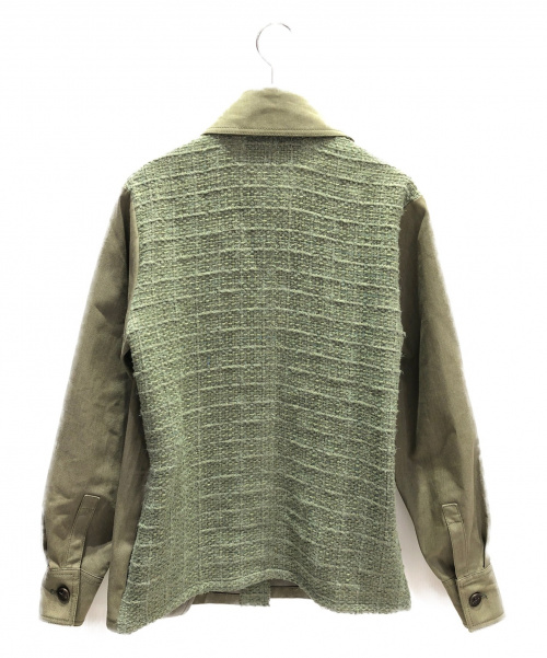 CHANEL（シャネル）CHANEL (シャネル) ツイードコンビミリタリージャケット オリーブ サイズ:34 CUBA COCO COLLECTIONの古着・服飾アイテム