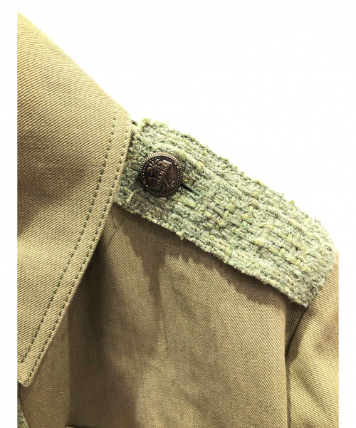CHANEL（シャネル）CHANEL (シャネル) ツイードコンビミリタリージャケット オリーブ サイズ:34 CUBA COCO COLLECTIONの古着・服飾アイテム