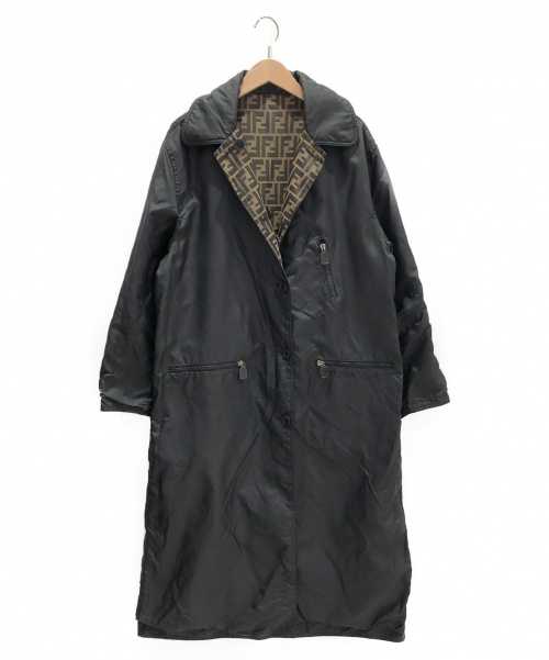 FENDI（フェンディ）FENDI (フェンディ) リバーシブルステンカラーコート ブラウン×ブラック サイズ:- ズッカ柄の古着・服飾アイテム