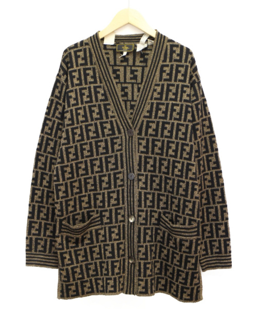 FENDI（フェンディ）FENDI (フェンディ) ズッカ柄ヴィンテージカーディガン ブラウン サイズ:40の古着・服飾アイテム