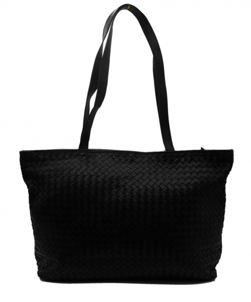BOTTEGA VENETA（ボッテガベネタ）BOTTEGA VENETA (ボッテガヴェネタ) イントレチャートトートバッグ ブラックの古着・服飾アイテム