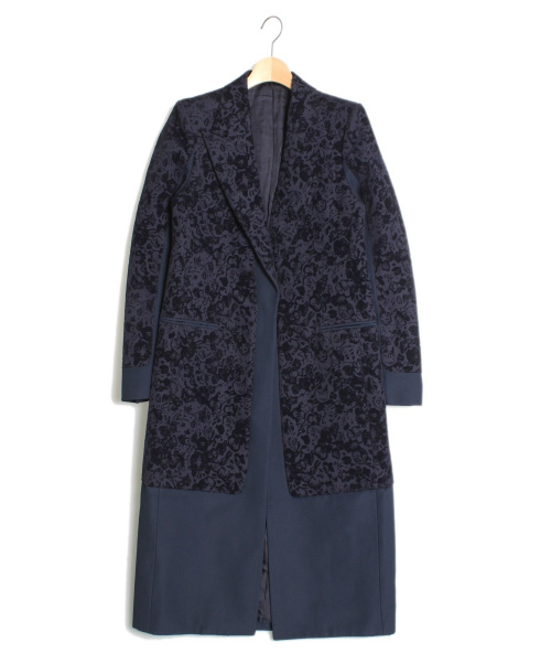 CELINE（セリーヌ）CELINE (セリーヌ) ジャガードコート ネイビー サイズ:38の古着・服飾アイテム