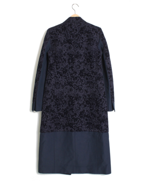 CELINE（セリーヌ）CELINE (セリーヌ) ジャガードコート ネイビー サイズ:38の古着・服飾アイテム