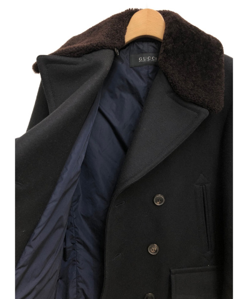 GUCCI（グッチ）GUCCI (グッチ) メルトンPコート ブラック サイズ:48の古着・服飾アイテム