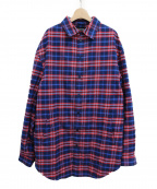 BALENCIAGAバレンシアガ）の古着「19AW オーバーサイズチェックシャツ」｜ブルー×レッド