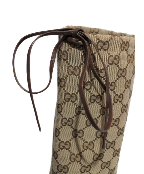 GUCCI（グッチ）GUCCI (グッチ) GGキャンバスミッドヒールブーツ ベージュ サイズ:35 1/2の古着・服飾アイテム