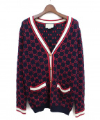 GUCCIグッチ）の古着「19SS ジャガードカーディガン」｜ネイビー