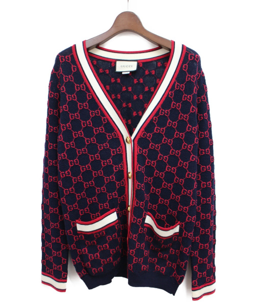 GUCCI（グッチ）GUCCI (グッチ) 19SS ジャガードカーディガン ネイビー サイズ:Sの古着・服飾アイテム