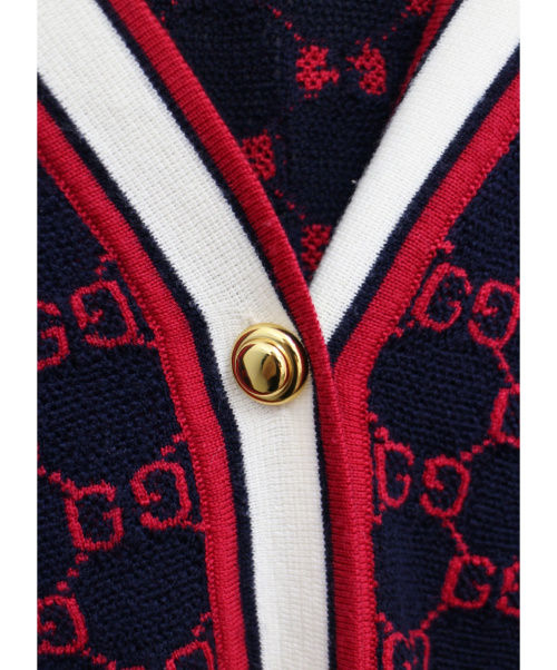 GUCCI（グッチ）GUCCI (グッチ) 19SS ジャガードカーディガン ネイビー サイズ:Sの古着・服飾アイテム