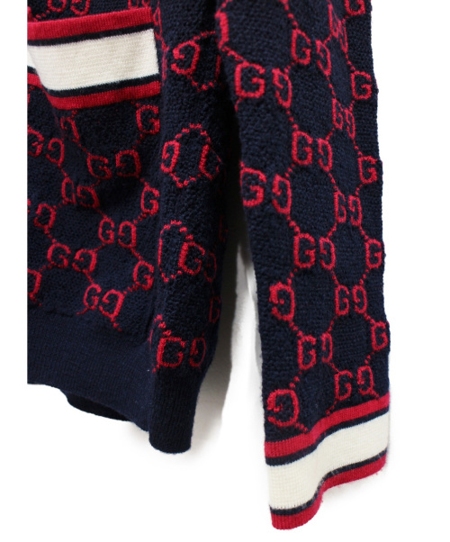 GUCCI（グッチ）GUCCI (グッチ) 19SS ジャガードカーディガン ネイビー サイズ:Sの古着・服飾アイテム