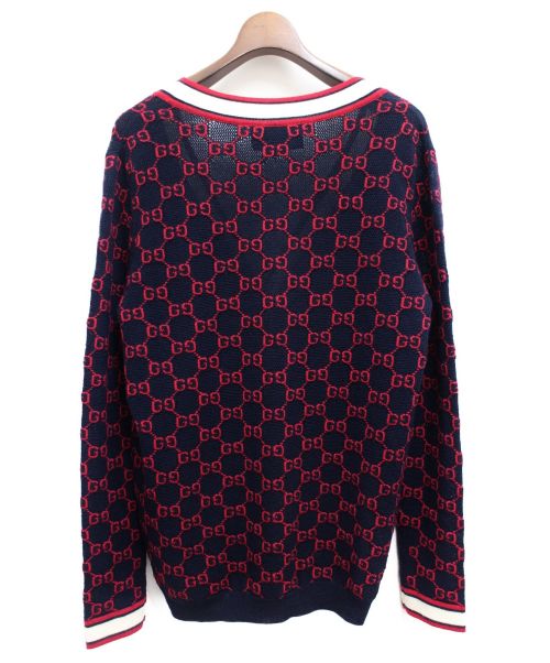 GUCCI（グッチ）GUCCI (グッチ) 19SS ジャガードカーディガン ネイビー サイズ:Sの古着・服飾アイテム