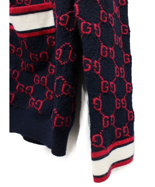 GUCCI（グッチ）GUCCI (グッチ) 19SS ジャガードカーディガン ネイビー サイズ:Sの古着・服飾アイテム