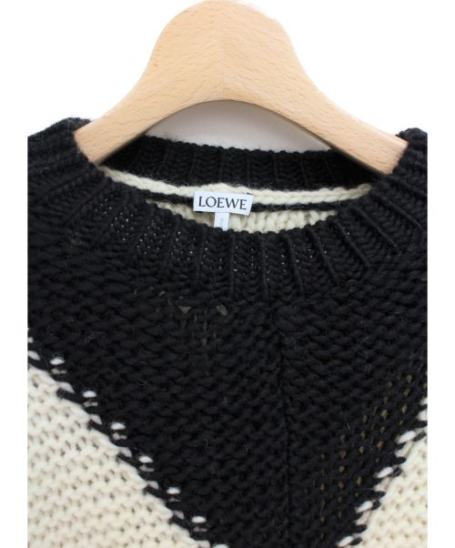 LOEWE（ロエベ）LOEWE (ロエベ) 20SS オーバーサイズニット ホワイト×イエロー サイズ:Sの古着・服飾アイテム