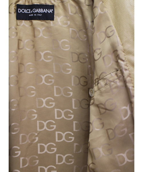 DOLCE&GABBANA（ドルチェアンドガッバーナ）DOLCE&GABBANA (ドルチェアンドガッバーナ) レザーブルゾン ベージュ サイズ:48の古着・服飾アイテム