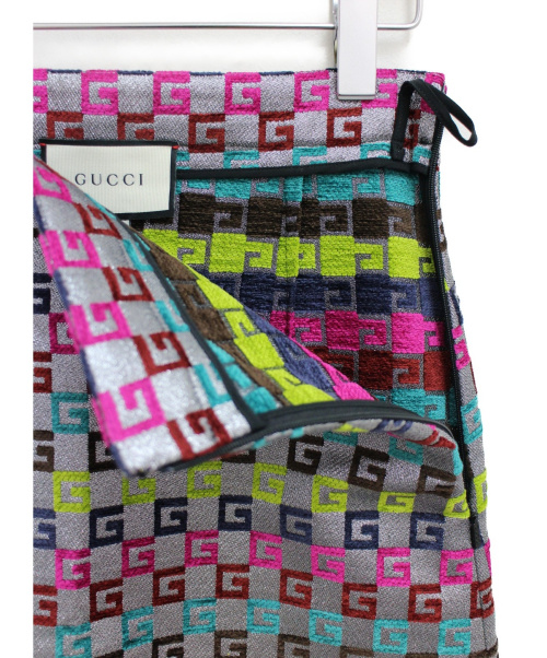 GUCCI（グッチ）GUCCI (グッチ) Gシグネチャースカート シルバー サイズ:36の古着・服飾アイテム