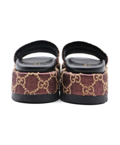 GUCCI（グッチ）GUCCI (グッチ) 20SS ラメGGスライダーサンダル ブラウン サイズ:35 573018KQW00の古着・服飾アイテム