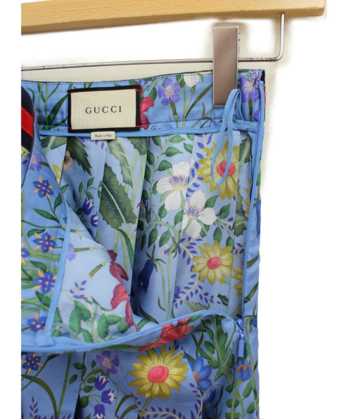 GUCCI（グッチ）GUCCI (グッチ) ニューフローラプリントスカート ブルー サイズ:36の古着・服飾アイテム