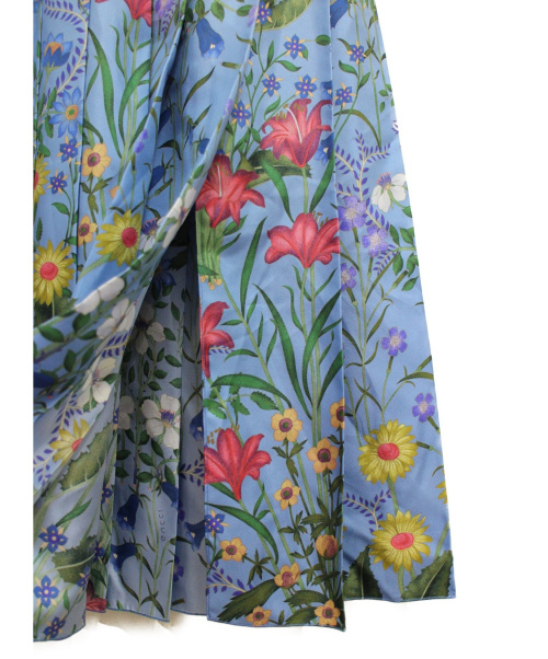 GUCCI（グッチ）GUCCI (グッチ) ニューフローラプリントスカート ブルー サイズ:36の古着・服飾アイテム