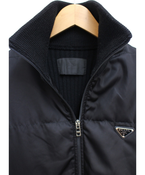 PRADA（プラダ）PRADA (プラダ) ウール×ナイロンカーディガン ブラック サイズ:48の古着・服飾アイテム