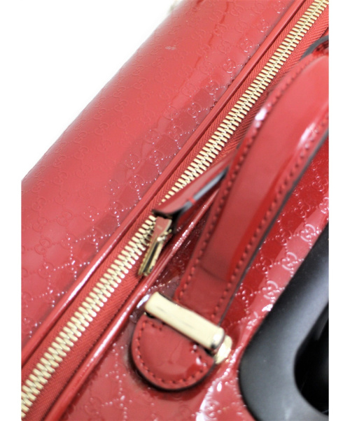 GUCCI（グッチ）GUCCI (グッチ) マイクログッチシマ エナメルキャリーバッグ レッド サイズ:- マイクログッチシマ 293909 200047の古着・服飾アイテム