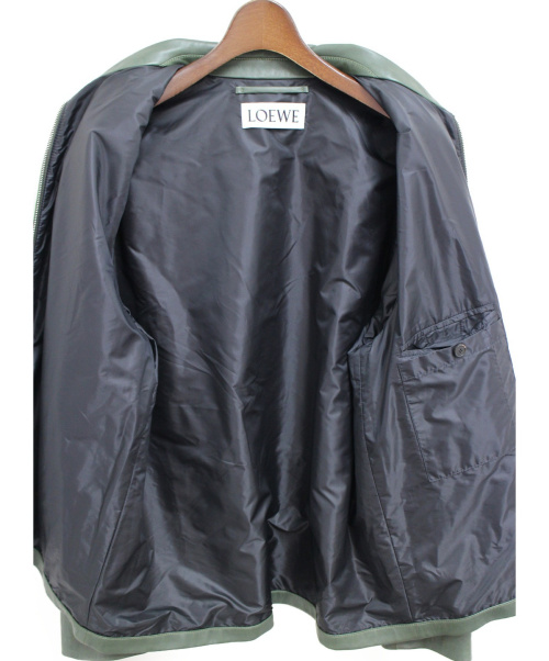 LOEWE（ロエベ）LOEWE (ロエベ) ラムレザージャケット モスグリーン サイズ:52の古着・服飾アイテム