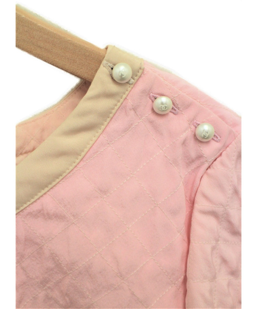 CHANEL（シャネル）CHANEL (シャネル) マトラッセステッチショートスリーブブラウス ピンク サイズ:36の古着・服飾アイテム