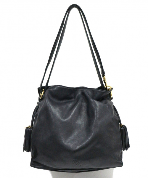 LOEWE（ロエベ）LOEWE (ロエベ) タッセルレザーショルダーバッグ ブラック フラメンコ30 011407の古着・服飾アイテム