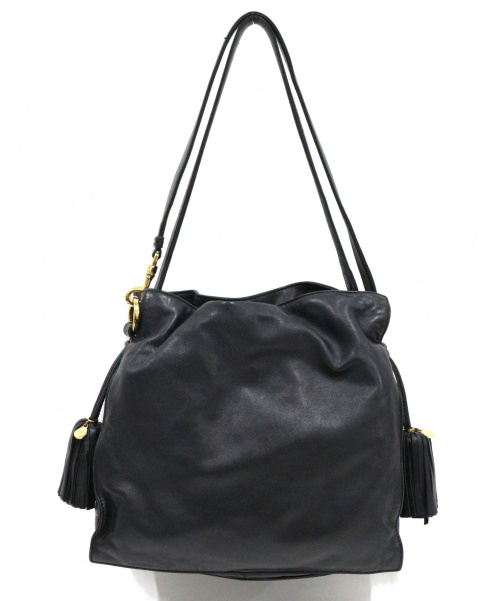 LOEWE（ロエベ）LOEWE (ロエベ) タッセルレザーショルダーバッグ ブラック フラメンコ30 011407の古着・服飾アイテム