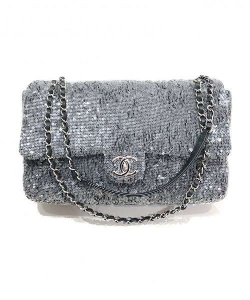 CHANEL（シャネル）CHANEL (シャネル) スパンコールチェーンショルダーバッグ グレー サイズ:32の古着・服飾アイテム