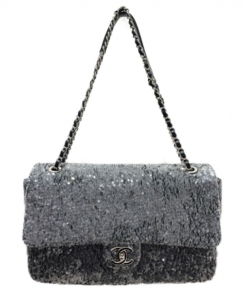 CHANEL（シャネル）CHANEL (シャネル) スパンコールチェーンショルダーバッグ グレー サイズ:32の古着・服飾アイテム