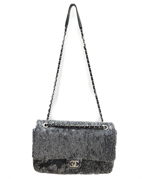 CHANEL（シャネル）CHANEL (シャネル) スパンコールチェーンショルダーバッグ グレー サイズ:32の古着・服飾アイテム