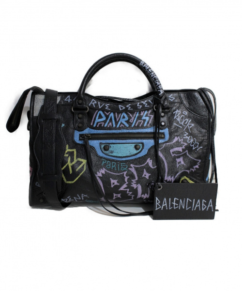 BALENCIAGA（バレンシアガ）BALENCIAGA (バレンシアガ) Graffiti Classic City ブラック×ピンク サイズ:-の古着・服飾アイテム