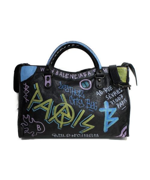 BALENCIAGA（バレンシアガ）BALENCIAGA (バレンシアガ) Graffiti Classic City ブラック×ピンク サイズ:-の古着・服飾アイテム