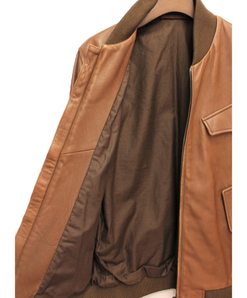 Maison Margiela（メゾンマルジェラ）Maison Margiela (メゾンマルジェラ) レザーブルゾン ブラウン サイズ:48の古着・服飾アイテム