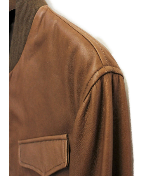 Maison Margiela（メゾンマルジェラ）Maison Margiela (メゾンマルジェラ) レザーブルゾン ブラウン サイズ:48の古着・服飾アイテム