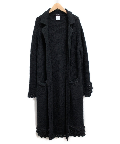 CHANEL（シャネル）CHANEL (シャネル) ローゲージニットコート ブラック サイズ:38の古着・服飾アイテム