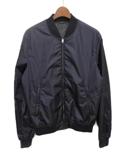 GUCCI（グッチ）GUCCI (グッチ) 19SS リバーシブルGGジャガードボンバージャケット ネイビー サイズ:48の古着・服飾アイテム