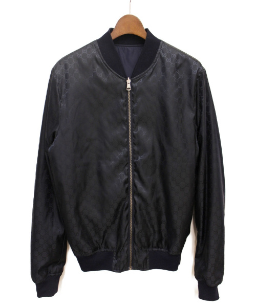 GUCCI（グッチ）GUCCI (グッチ) 19SS リバーシブルGGジャガードボンバージャケット ネイビー サイズ:48の古着・服飾アイテム
