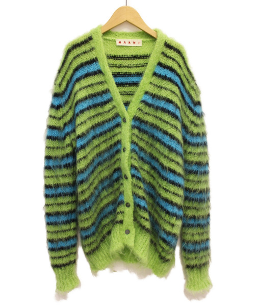 MARNI（マルニ）MARNI (マルニ) 19AW ストライプニットカーディガン グリーン サイズ:40の古着・服飾アイテム
