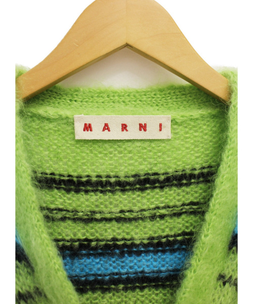 MARNI（マルニ）MARNI (マルニ) 19AW ストライプニットカーディガン グリーン サイズ:40の古着・服飾アイテム