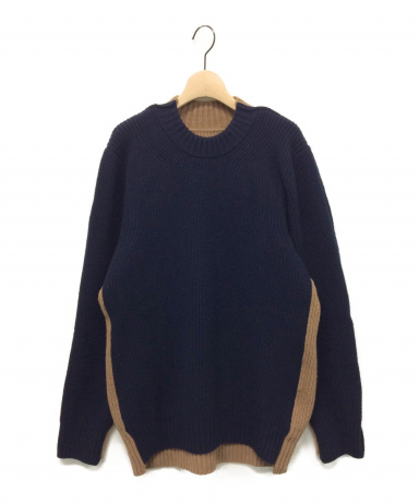 中古・古着通販】sacai (サカイ) バイカラーニット ネイビー