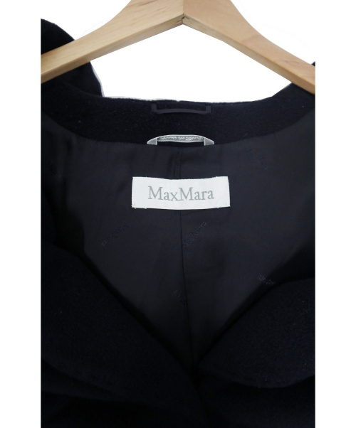 MaxMara（マックスマーラ）MaxMara (マックスマーラ) ウールカシミヤフードショールロングコート ネイビー サイズ:USA6・J I40の古着・服飾アイテム