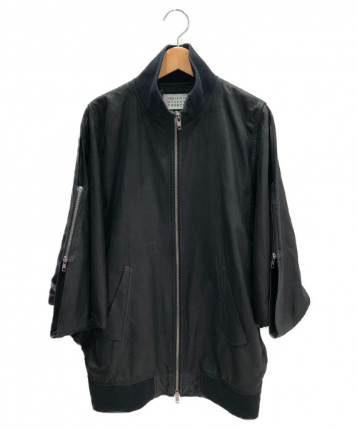 Maison Margiela（メゾンマルジェラ）Maison Margiela (メゾンマルジェラ) ドルマンスリーブレザーブルゾン ブラック サイズ:42 羊革の古着・服飾アイテム