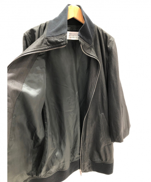 Maison Margiela（メゾンマルジェラ）Maison Margiela (メゾンマルジェラ) ドルマンスリーブレザーブルゾン ブラック サイズ:42 羊革の古着・服飾アイテム